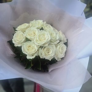 12 white roses wedding bridal bouquet
