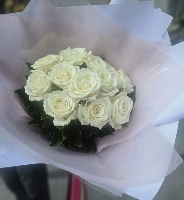 12 white roses wedding bridal bouquet